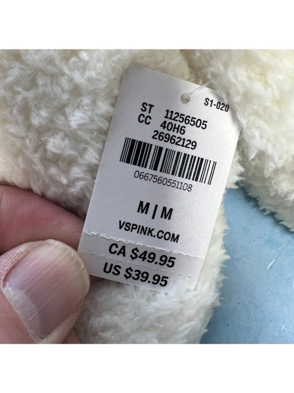 NIP Victoria's Secret PINK Cozy Fleece Platform Slide Slippers Cream Size Medium - Picture 3 of 4